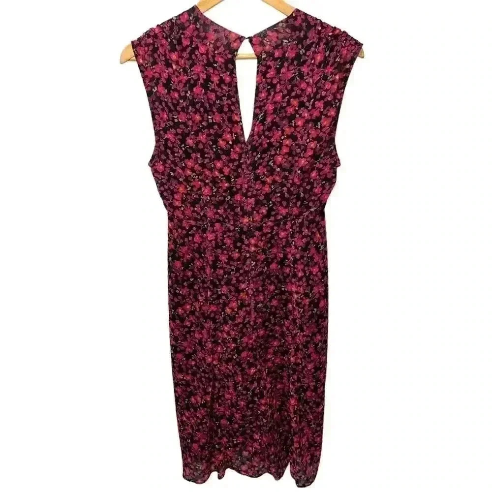 All Saints Aldine Cherry Blossom Print Sleeveless Sheath Dress Size 6 Ruched - Picture 9 of 12